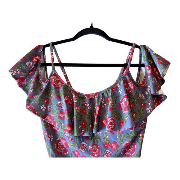 Adore Me Audrie One Piece Swimsuit Floral Print Roses Ruffles Size L - Picture 4 of 9